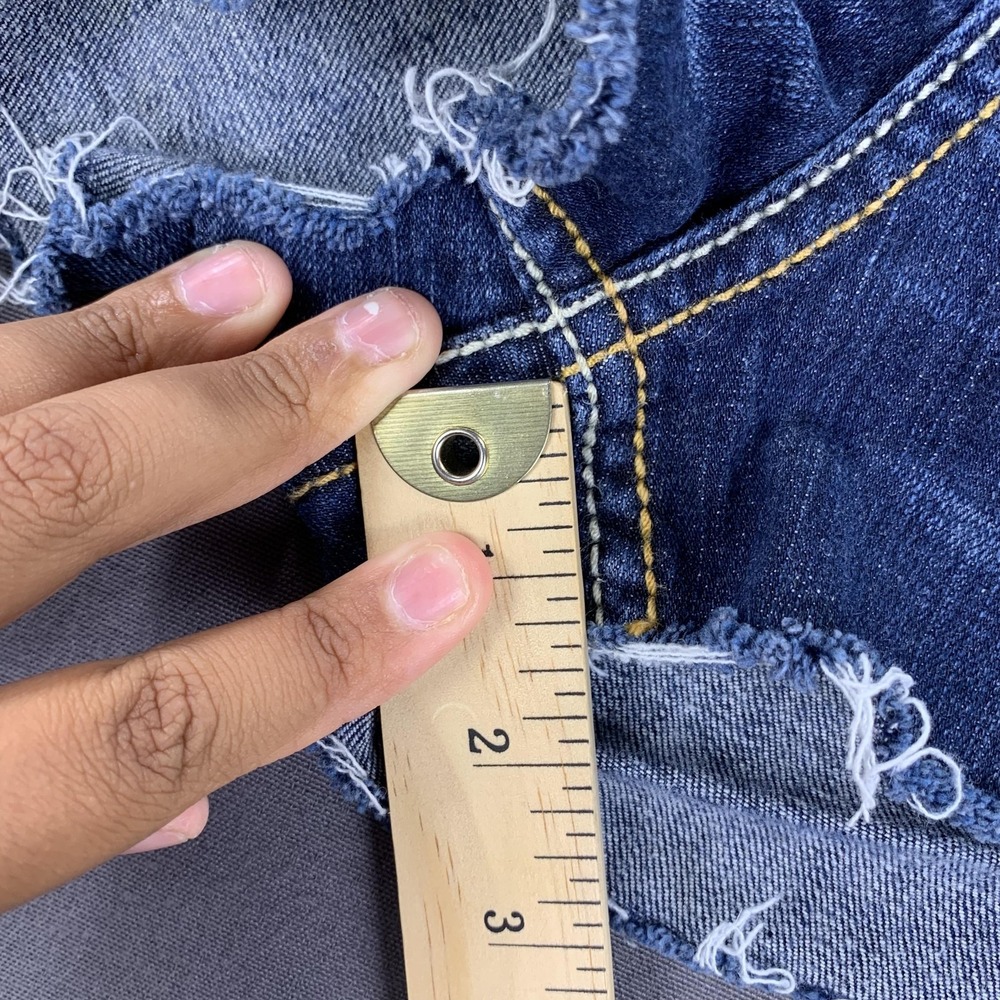 BKE Denim Short Women 28 (30) Blue Harper Distress Raw Hem Frayed Cutoff Stretch - Picture 15 of 16